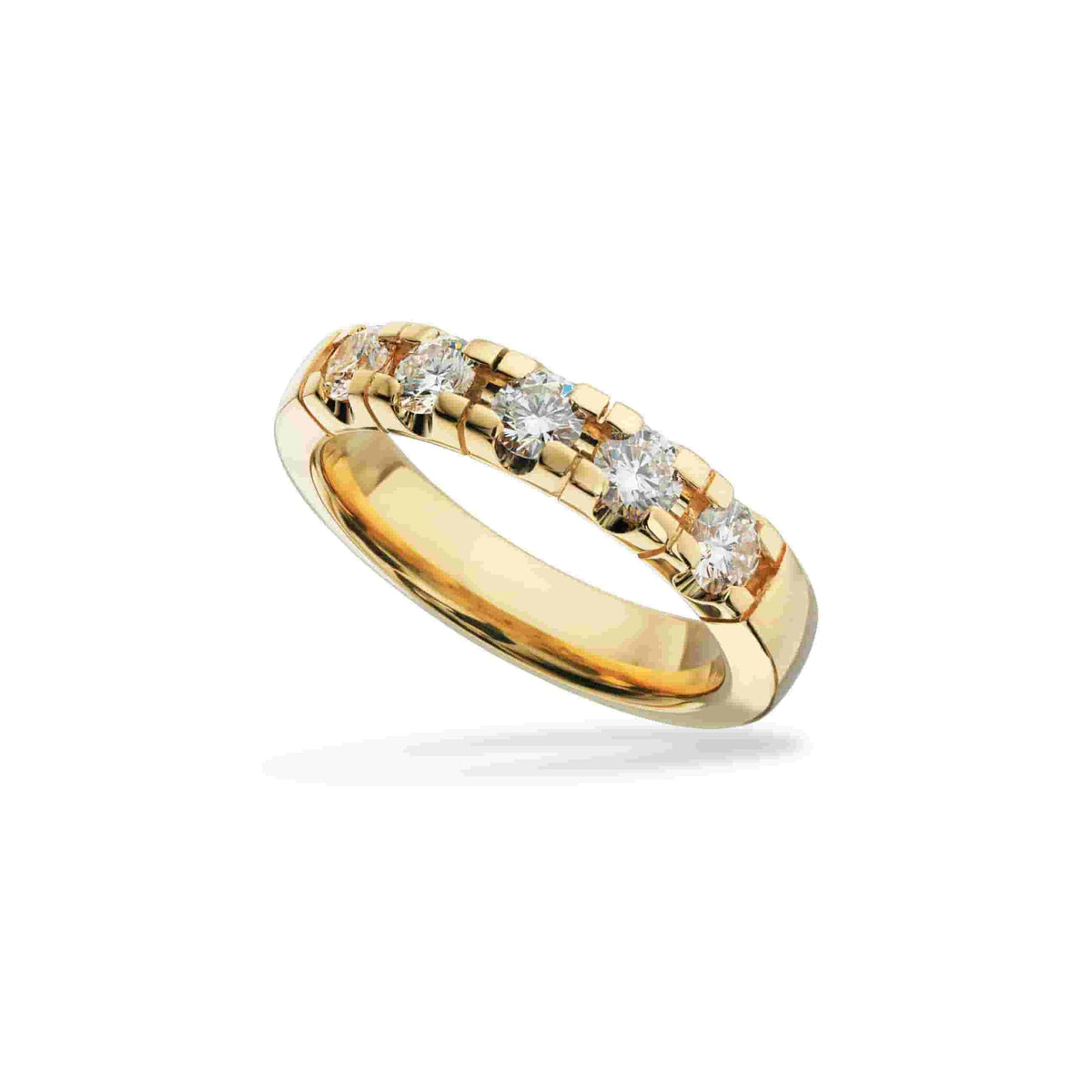 Scrouples Grace alliancering i 14 kt. guld med fem brillanter på hver 0,15 ct.