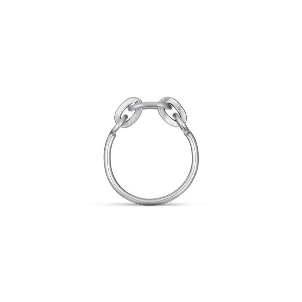Jane Kønig ROW Chain ring i sølv med løse kædelænker – set fra oven