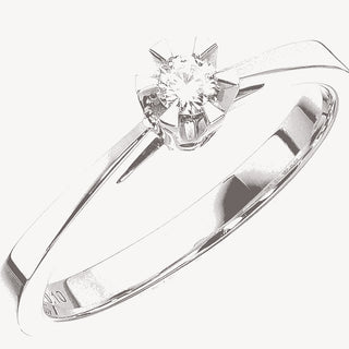 Scrouples Prinsesse Ring i 14 kt hvidguld med centralt placeret diamant