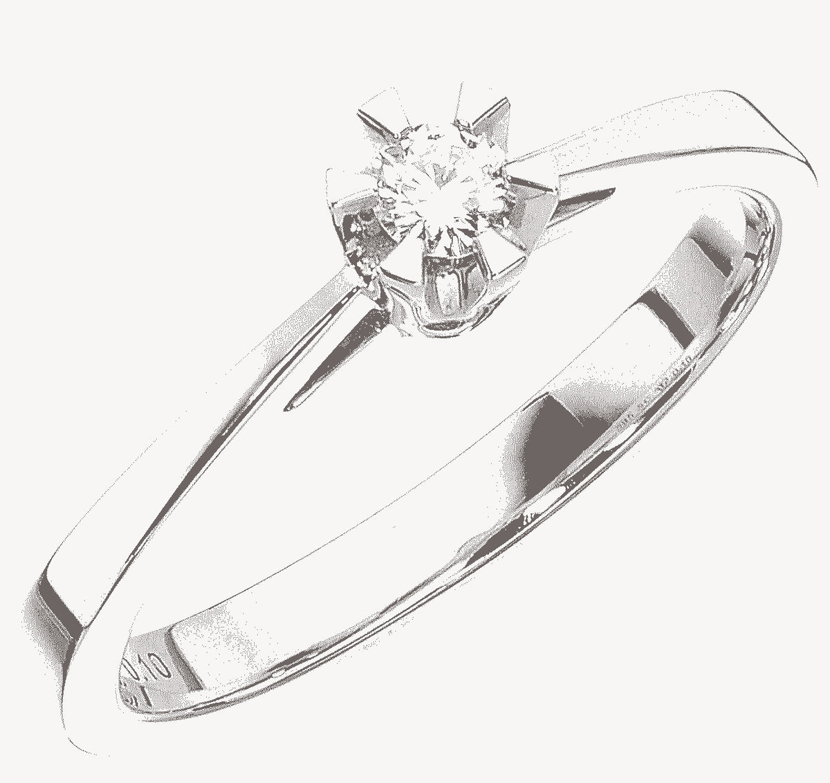 Scrouples Prinsesse Ring i 14 kt hvidguld med centralt placeret diamant