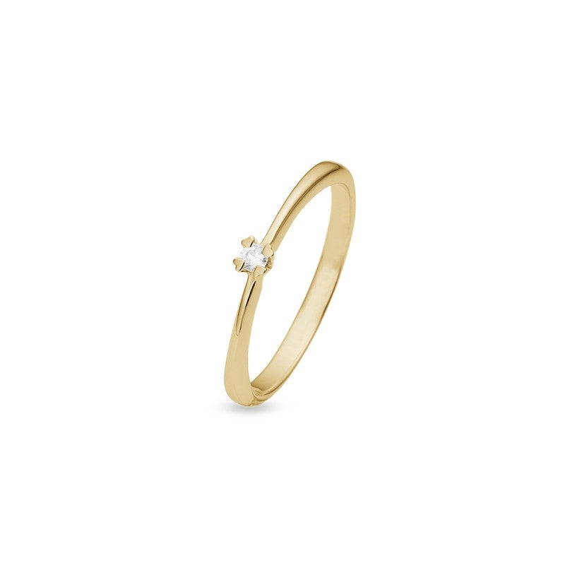 Aagaard Mary diamantring i 8 karat guld med lab-grown brillant og hjerteformede grabbere