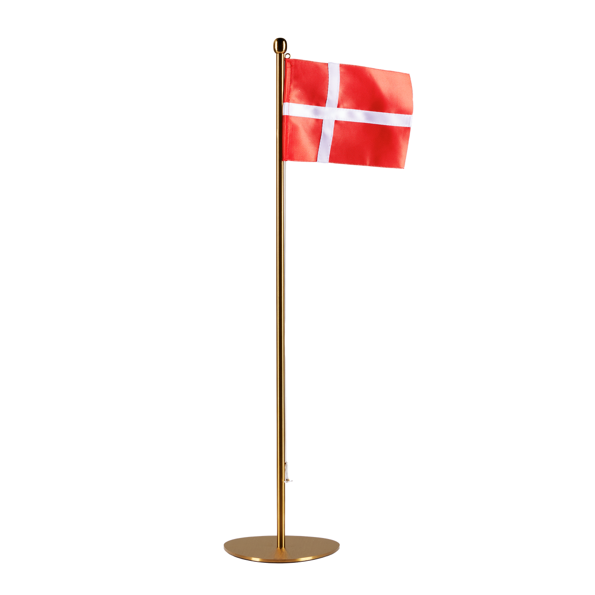 Piet Hein bordflag med Dannebrog i messing – 50 cm højt og perfekt til festlige lejligheder