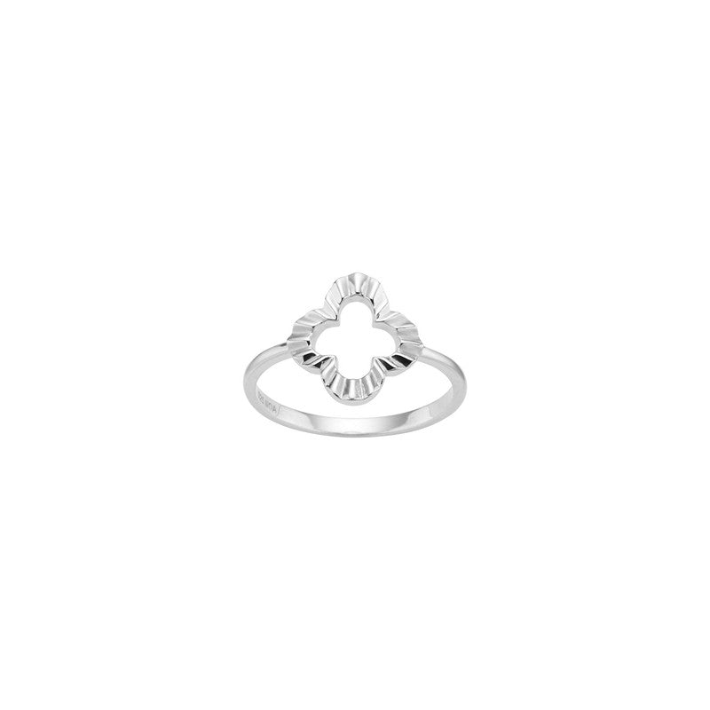 Nordahl Andersen CLOVERA ring i rhodineret 925 sterling sølv med åbent firkløver-motiv