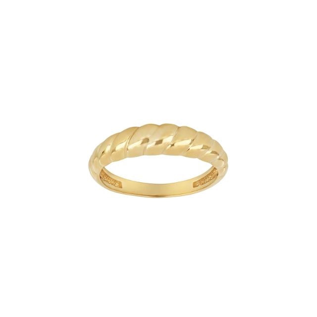 Siersbøl ring i 8 karat guld med snoet design og blankpoleret finish