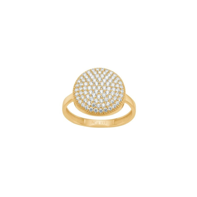 Siersbøl ring i 8 karat guld med pavé-satte zirkonia – 13 mm bred med funklende stenbelægning