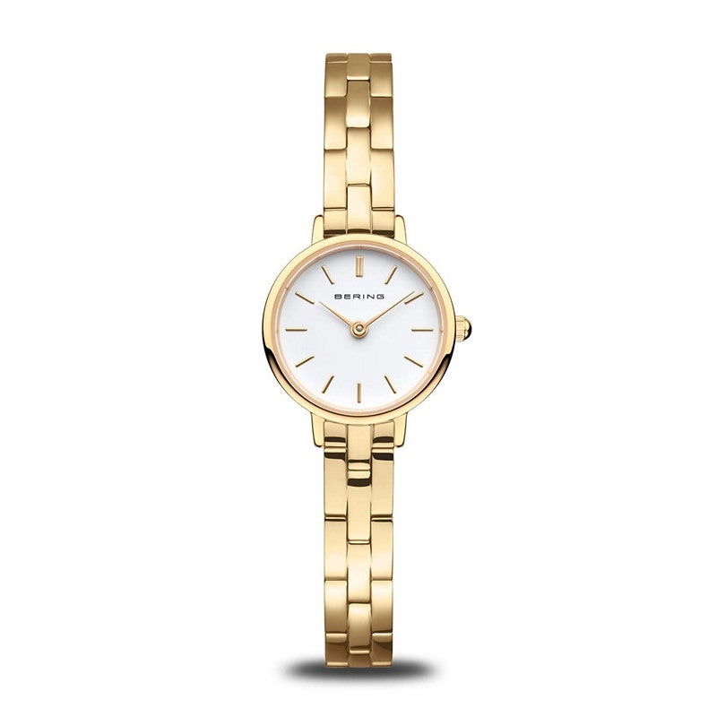 BERING Classic dameur i poleret gulddublé med Ø 22 mm urhus og slank rem