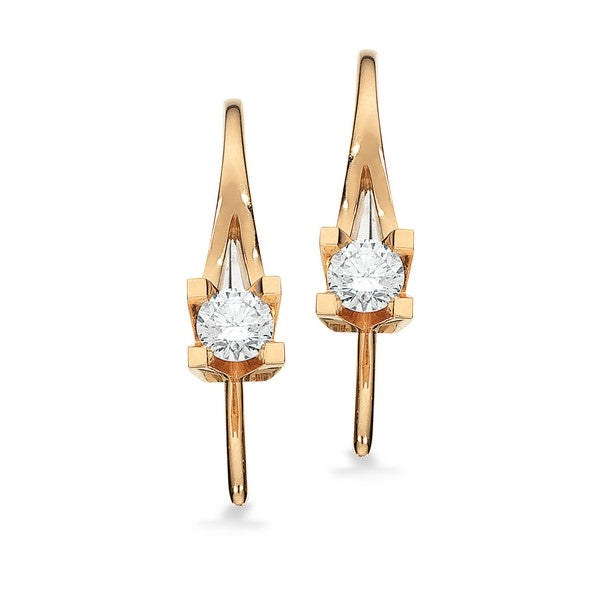 Kleopatra øreringe i 14 karat guld med brillantslebne diamanter – set fra oven