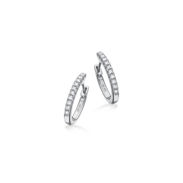 Scrouples Dazzling creoler i 14 kt hvidguld med 18 brillantslebne diamanter i alt 0,12 ct W/SI