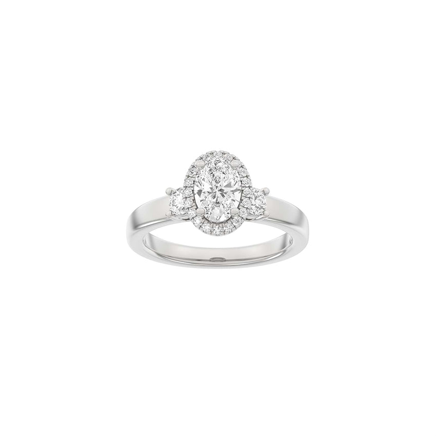 Siersbøl LUXURY Halo Oval ring i 14 karat hvidguld med 1,45 ct lab-grown diamanter i halo-fatning