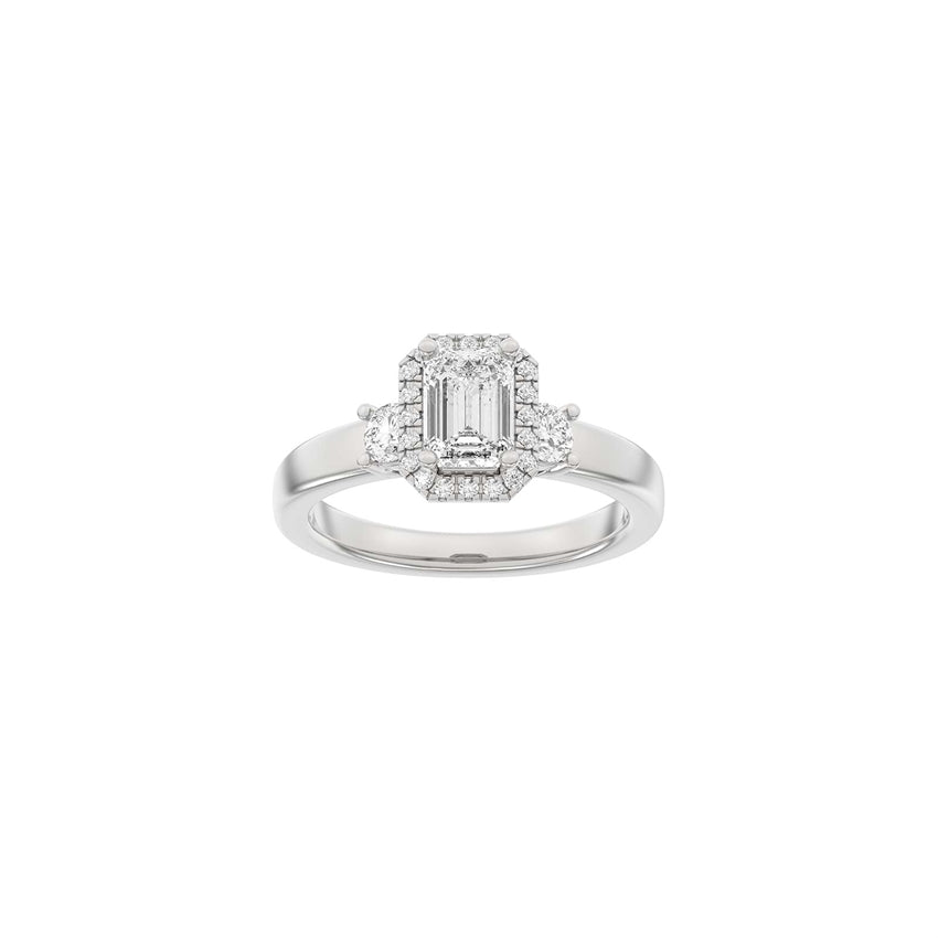 Siersbøl LUXURY Halo ring i 14 kt hvidguld med firkantet lab-grown diamant på 1,45 ct og halo-effekt