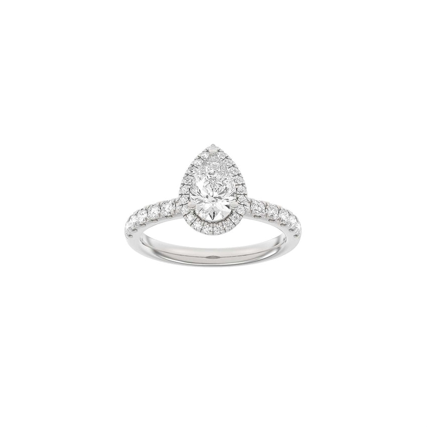Siersbøl Luxury ring i 14 kt hvidguld med dråbeformet halo-fatning og 1,52 ct lab-grown diamant