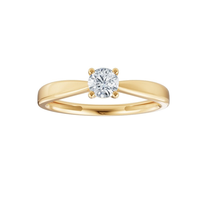 Siersbøl Luxury ring i 14 karat guld med lab-grown diamant, liggende på flade