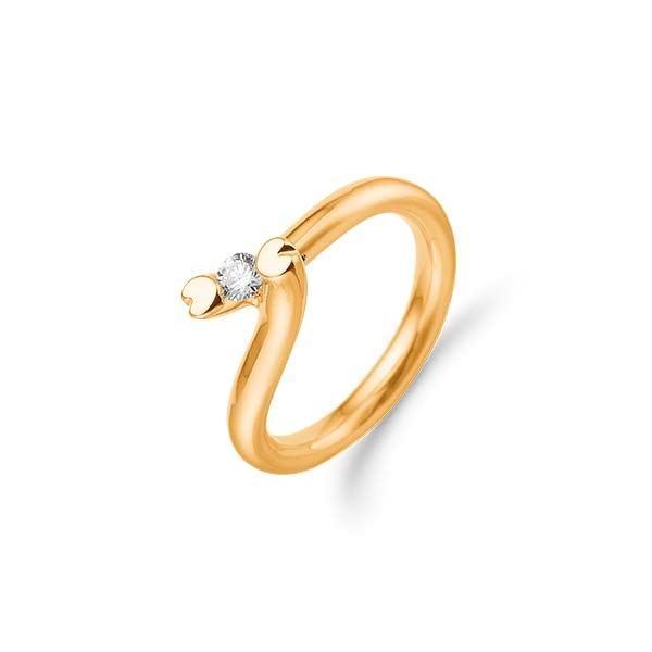 Aagaard True Love ring i 14 karat guld med brillant diamant – nærbillede af fatning
