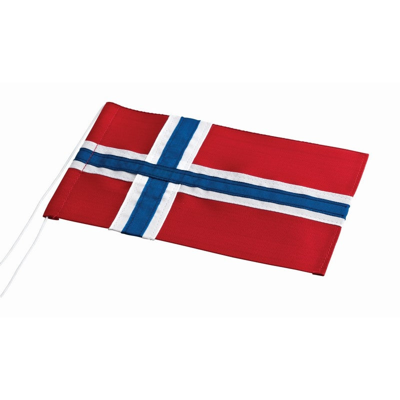 Nordahl Andersen håndsyet stoftflag til bordflag og fødselsdagsflag, mod hvid baggrund