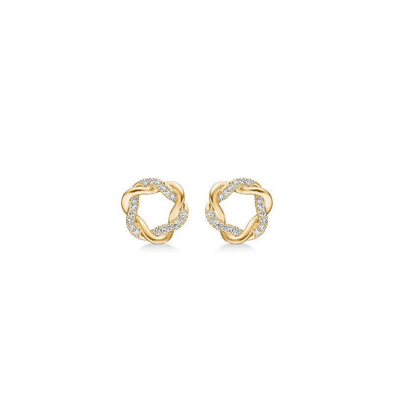 Mads Z Twist øreringe i 14 karat guld med diamanter – snoet design fra Gold Label-serien