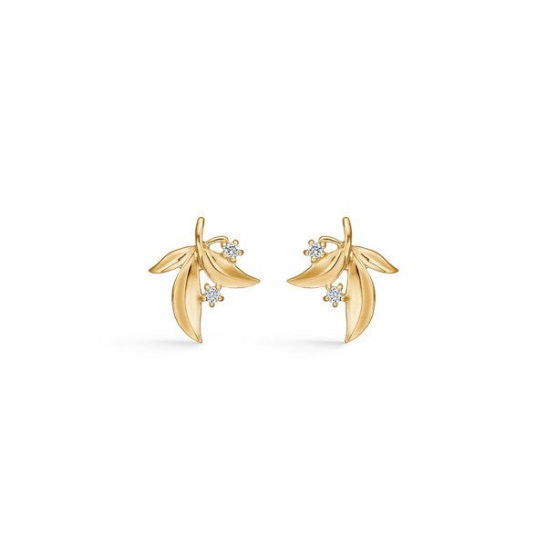 Mads Z Olive Love øreringe i 14 kt guld med olivengren-design og 0,06 ct diamanter
