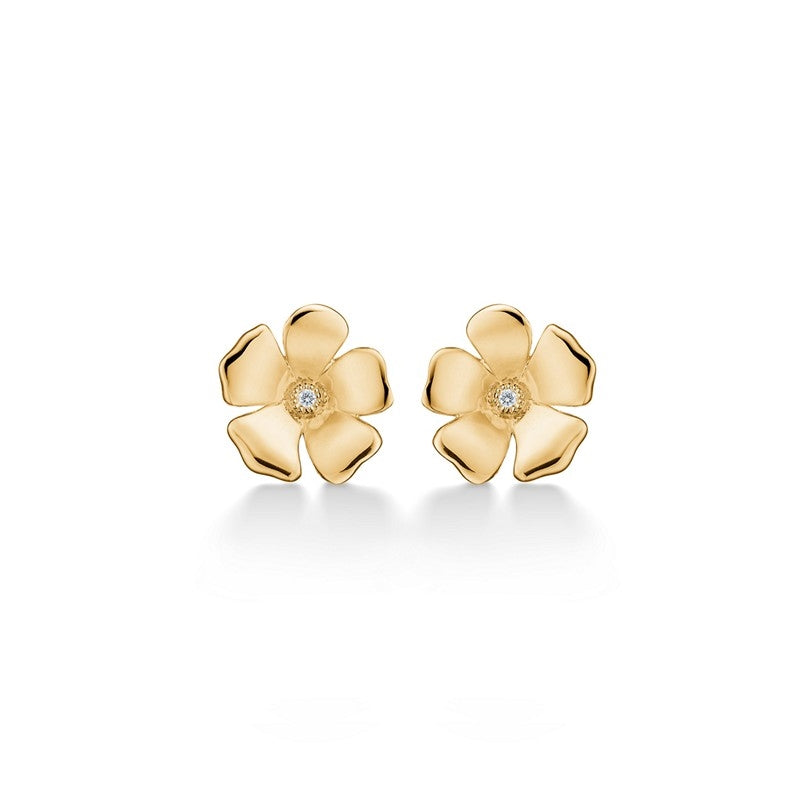 Mads Z Fleur øreringe i 14 kt guld med diamanter i blomsterformet design