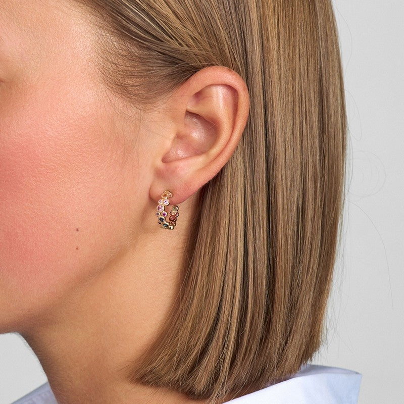 Luxury Rainbow creoler i 14 karat guld fra Mads Z