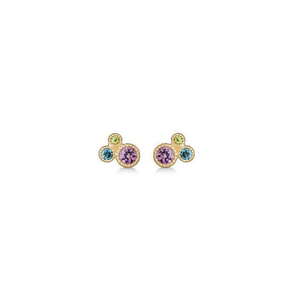 Mads Z Luxury Rainbow ørestikker i 14 kt guld med safir og topas