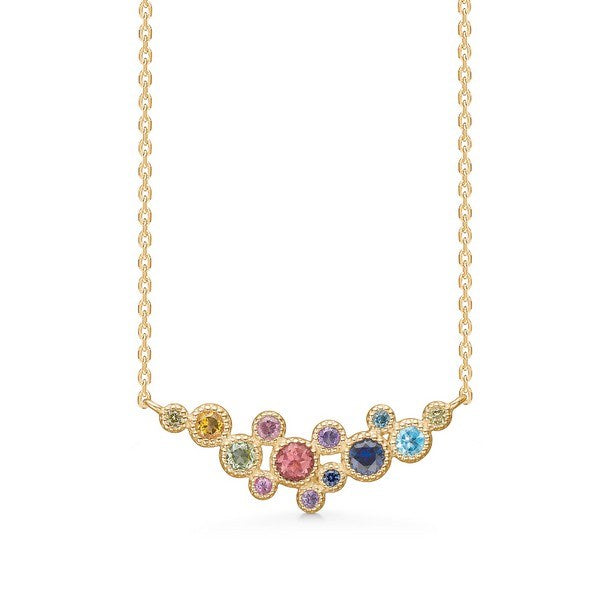 Mads Z Luxury Rainbow halskæde i 14 kt. guld med ametyst, rubin, safir, topas og turmalin