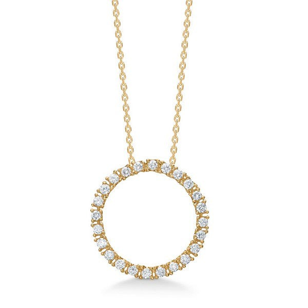 Mads Z halo-vedhæng i 14 karat guld med 0,48 ct diamanter i cirkulær fatning, inkl. kæde