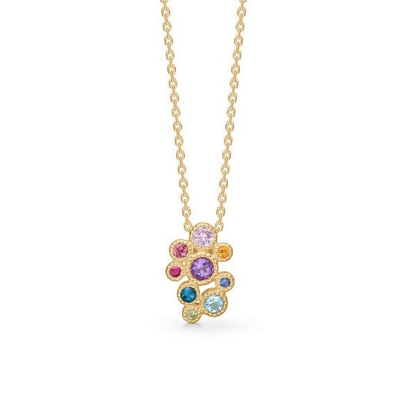 Mads Z Luxury Rainbow vedhæng i 14 kt guld med ametyst, rubin, safir, topas og turmalin