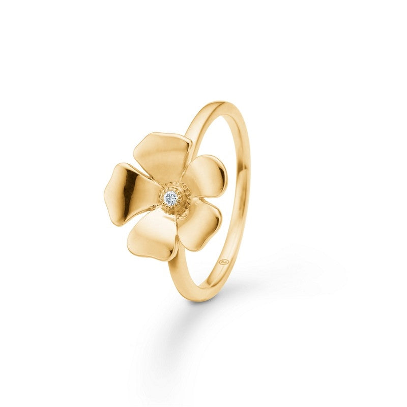 Mads Z Fleur ring i 14 karat guld med diamanter – blomsterinspireret design fra Gold Label kollektionen