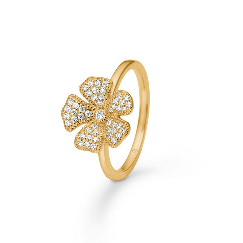 Mads Z Fleur ring i 14 kt guld med 0,24 ct diamanter i blomsterform