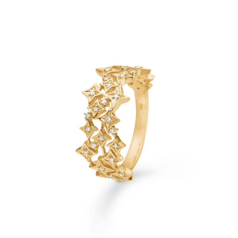 Vesper ring i 14 kt guld med i alt 0,12 ct. / W.SI