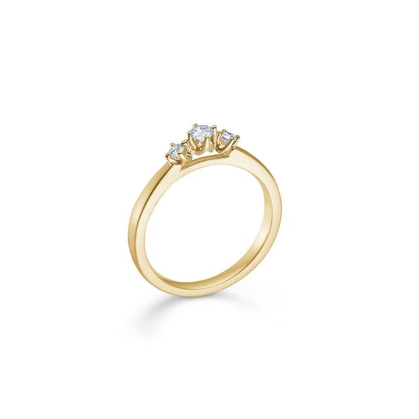 Mads Z Crown Trinity ring i 14 kt. guld med tre funkelnde diamanter i klassisk fatning