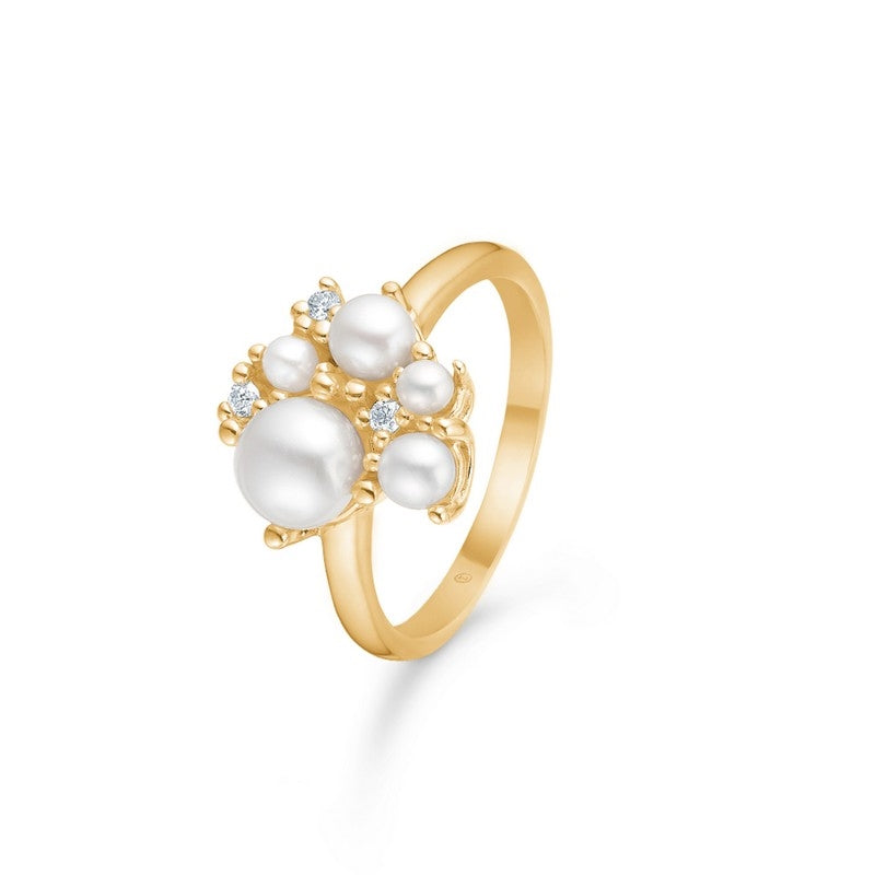 Mads Z Diamond Cloud ring i 14 karat guld med perler og diamanter på 0,054 ct