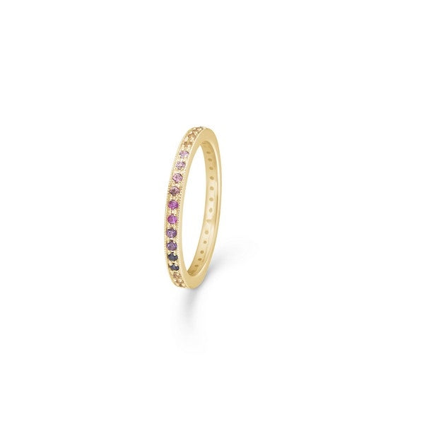Mads Z Poetry rainbow ring i 14 karat guld med rubin, safir, topas og ametyst