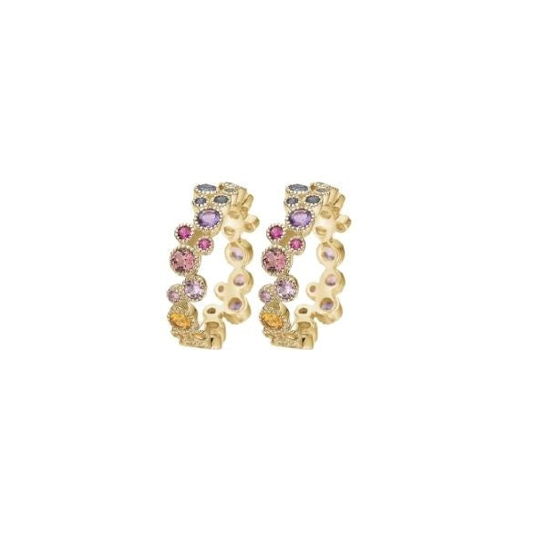 Mads Z Luxury Rainbow vielsesring i 14 karat guld med ametyst, rubin, safir, topas og turmalin