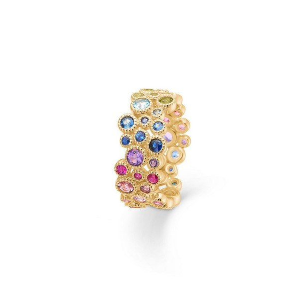 Mads Z Luxury Rainbow ring i 14 karat guld med farverige ædelstene – set fra oven