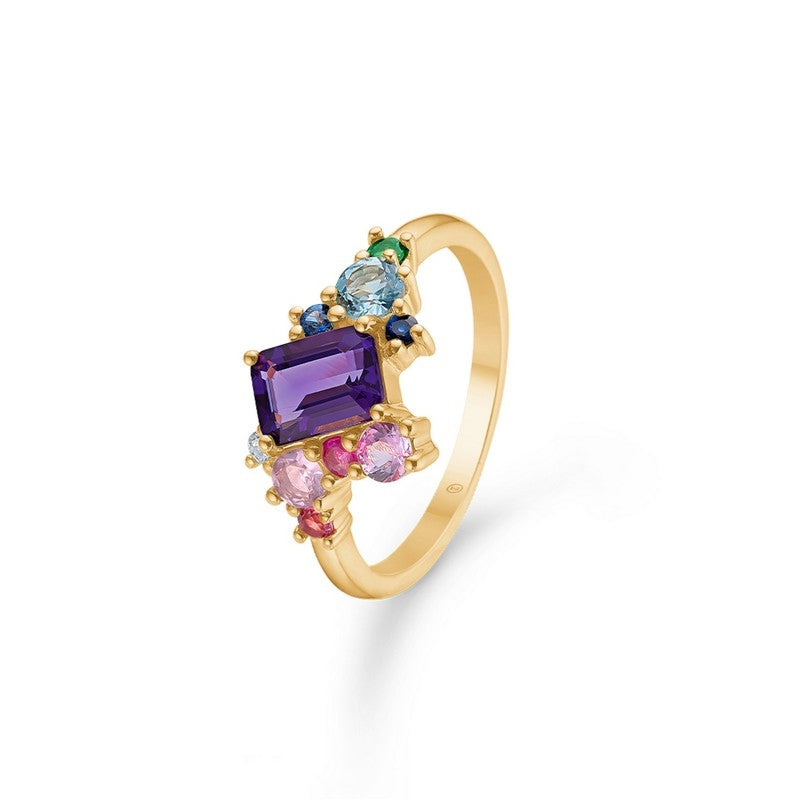 Mads Z Four Seasons Summer ring i 14 karat guld med ametyst, safir, rubin og topas