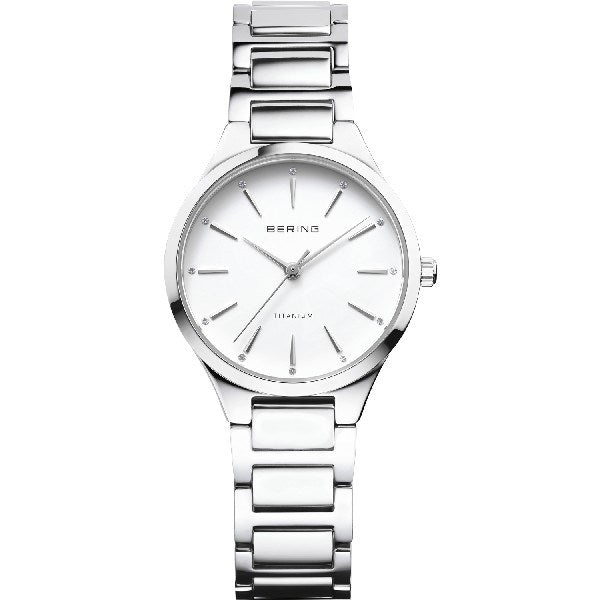 BERING dameur i titanium med hvid urskive og similisten, 30 mm