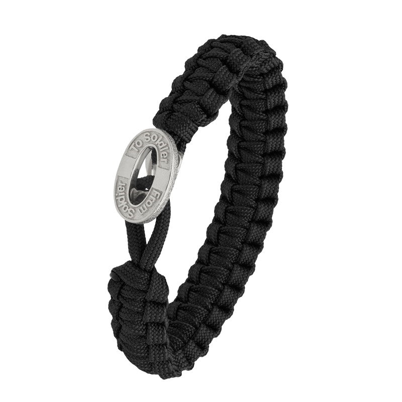 Aagaard From Soldier To Soldier armbånd i sort faldskærmsline med oval lås i sølv
