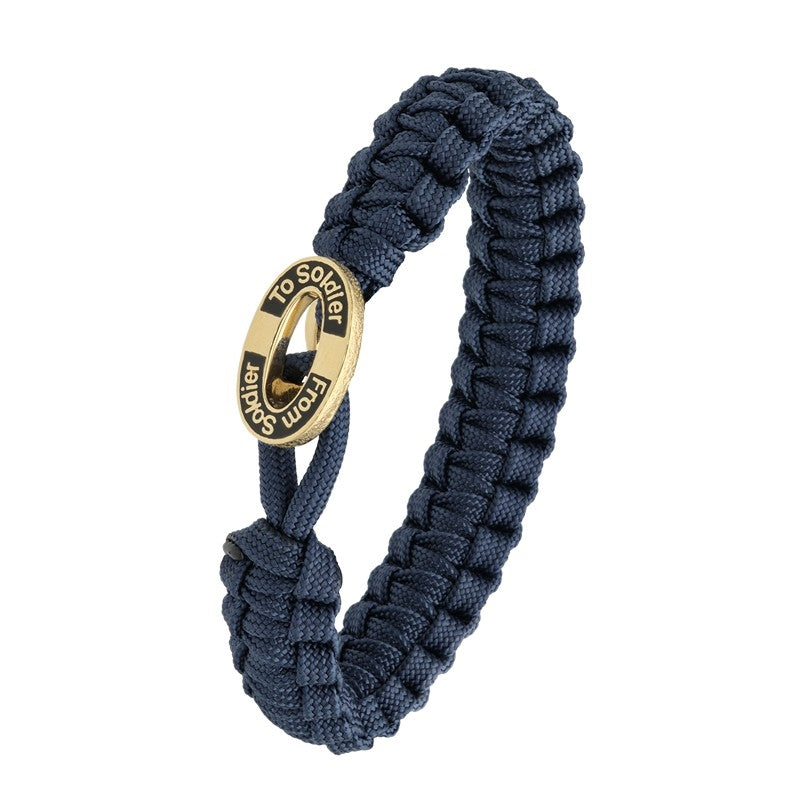 Aagaard From Soldier To Soldier armbånd i navyblå faldskærmsline med forgyldt oval sølvlås