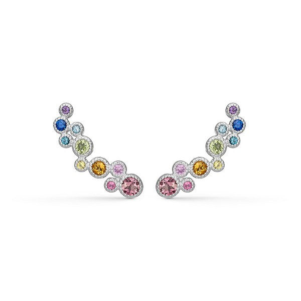 Mads Z Luxury Rainbow øreringe i 14 kt. hvidguld med ametyst, rubin, safir, topas og turmalin