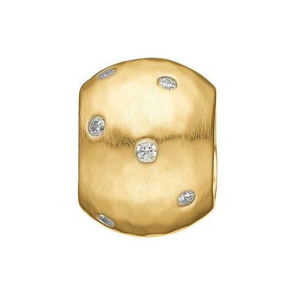 STORY by Kranz & Ziegler oval charm i forgyldt sølv med funklende zirkonia-sten