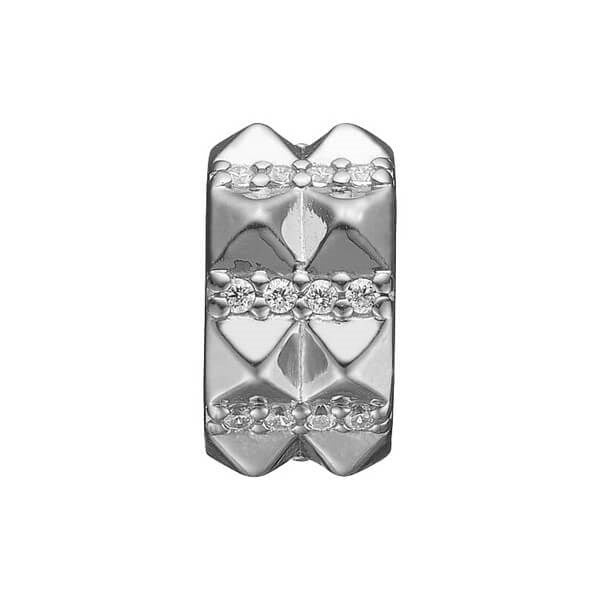 STORY by Kranz & Ziegler sølv charm med rundt design og 28 zirkonia-sten langs kanten
