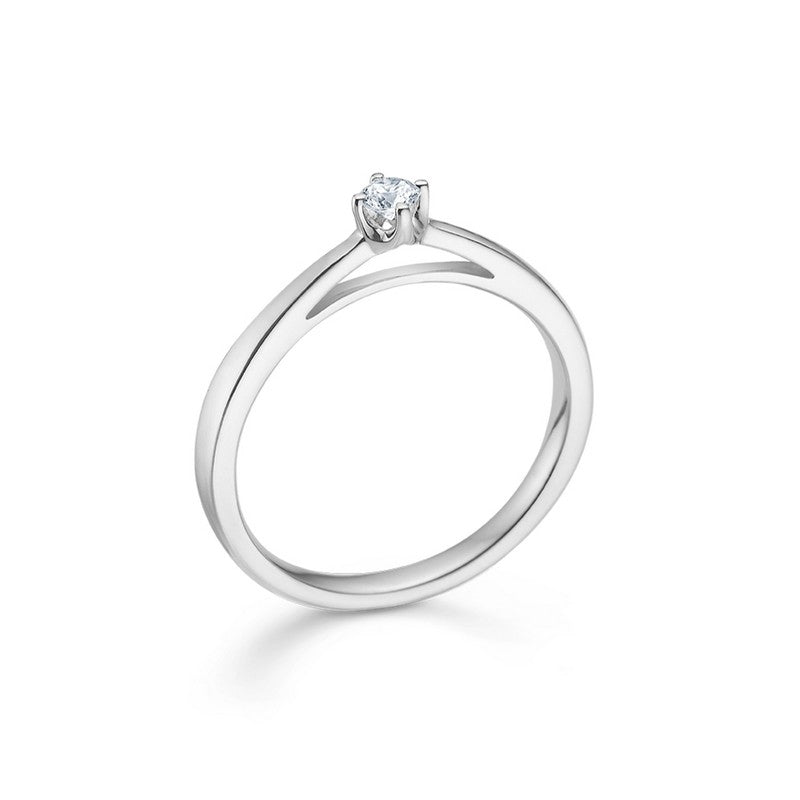 Mads Z Crown solitaire ring i 14 kt. hvidguld med diamant – nærbillede af fatning