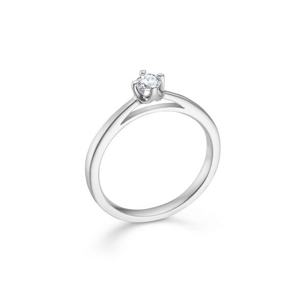 Mads Z Crown solitaire ring i 14 kt. hvidguld med diamant – nærbillede af fatning