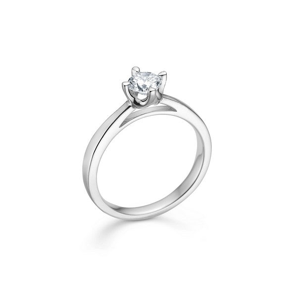 Mads Z Crown solitaire ring i 14 kt. hvidguld med diamant – nærbillede af fatning