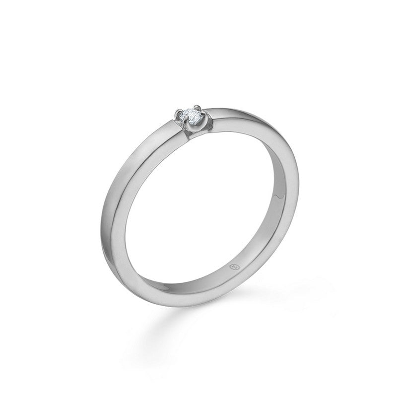 Mads Z CROWN Alliance ring i 14 karat hvidguld med diamant i grabfatning
