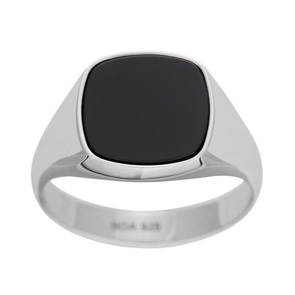 Nordahl Andersen Son of Noa herrering i sølv med sort onyx – maskulin signetring med dyb mat sten