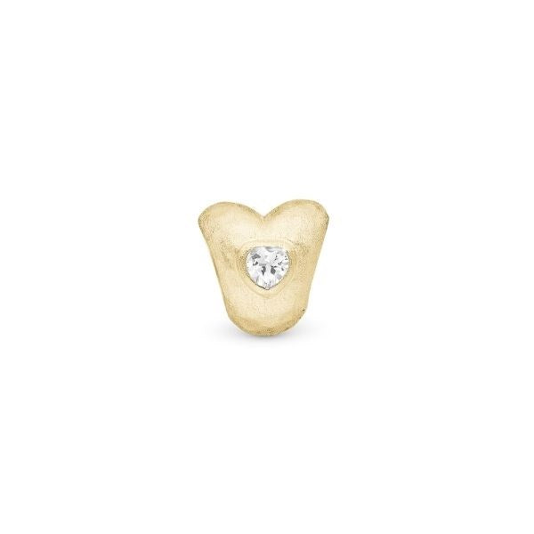 Christina Precious Heart charm i forgyldt sølv med zirkonia til læderarmbånd