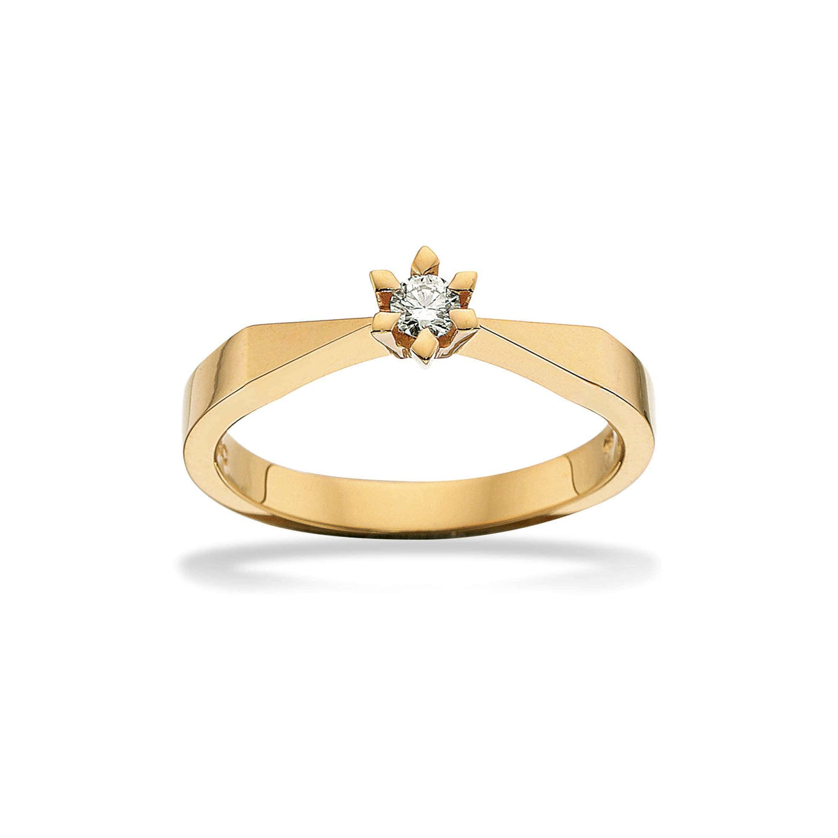 Scrouples Victoria diamantring i 14 karat guld med brillant – set fra siden