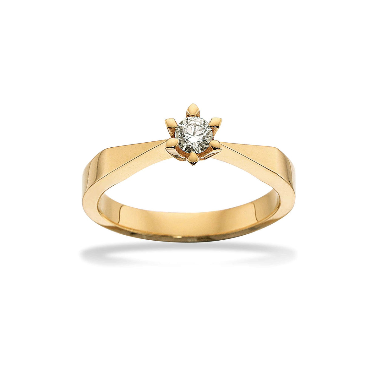 Scrouples Victoria diamantring i 14 kt. guld med brillant – detalje af fatning