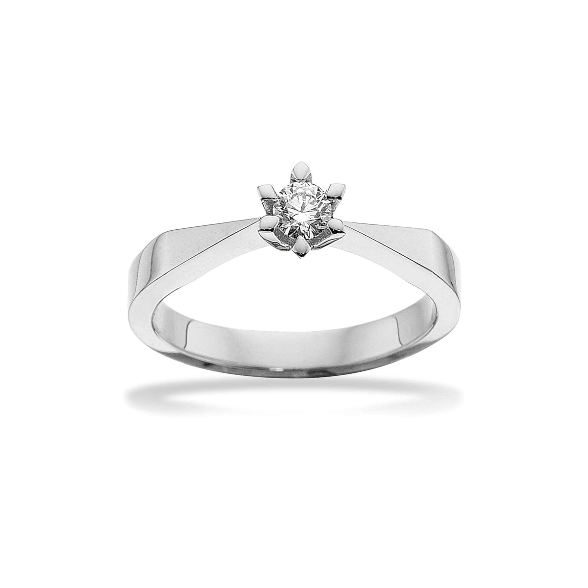 Scrouples Victoria diamantring i 14 karat hvidguld med brilliant i seks-grabs fatning